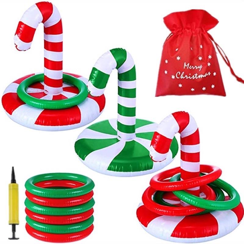 聖誕節套圈 聖誕充氣套圈（紅+綠糖果附8個套圈）  聖誕充氣 聖誕活動 聖誕佈置 聖誕糖果裝飾 聖誕佈置-細節圖2