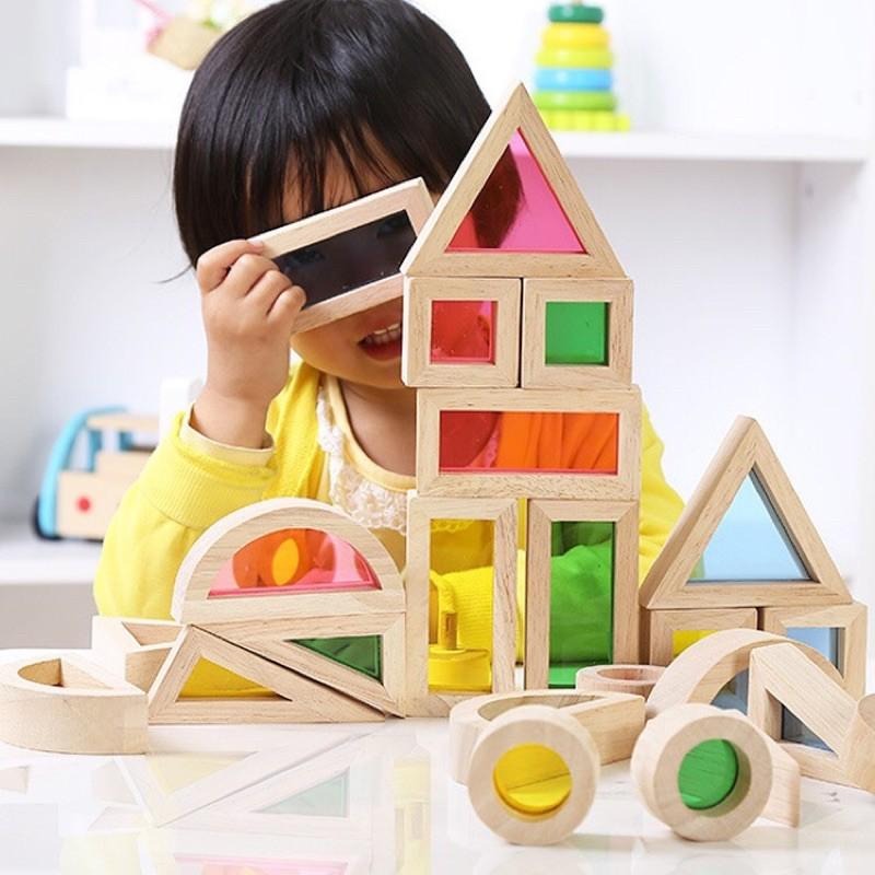 現貨透光積木 彩虹積木 透光教具 彩虹透明積木 彩虹教具 彩虹壓克力光影積木 彩虹桌遊 彩虹塔 蒙特梭利木製教具-細節圖4