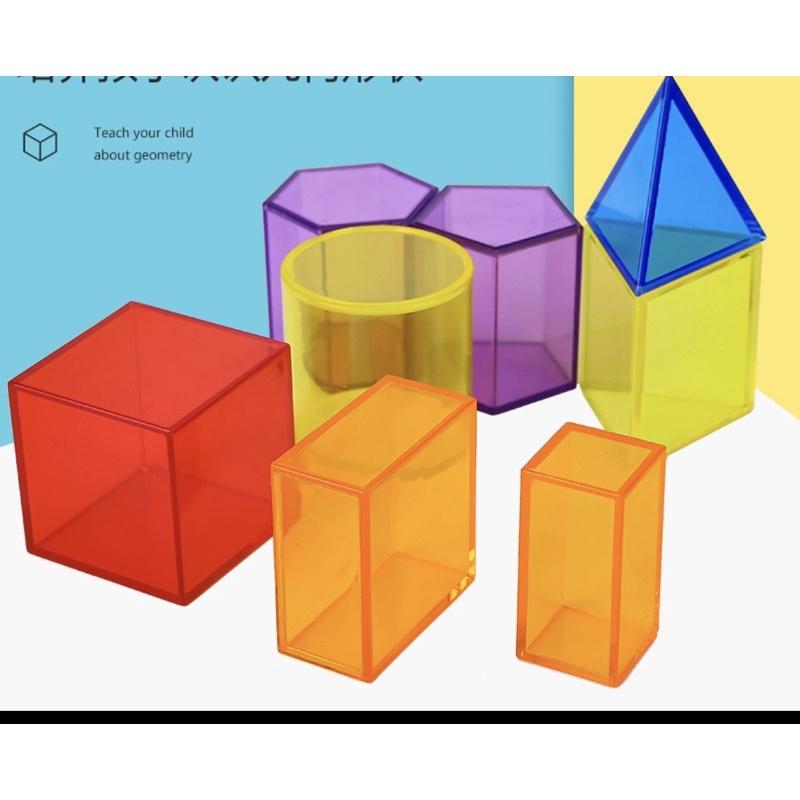 透光透視款 立體幾何形狀積木12顆 立體幾何形狀直徑約5cm  玩透光  認識形狀 立體感形狀  立體形狀積木-細節圖4
