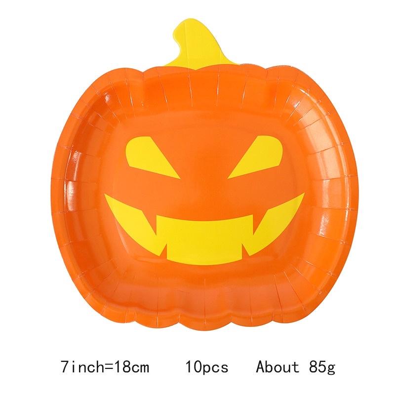 南瓜紙盤（7寸跟9寸）南瓜造型紙盤 萬聖節紙盤 南瓜紙盤 萬聖節派對必備 南瓜 派對紙盤 萬聖節活動紙盤-細節圖6