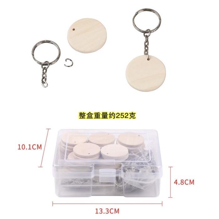 實木鑰匙圈  吊飾一盒50片實木50個金屬環  鑰匙圈 可彩繪鑰匙圈 鑰匙圈 木製鑰匙圈-細節圖3