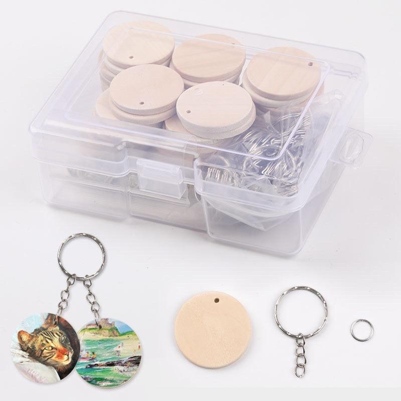 實木鑰匙圈  吊飾一盒50片實木50個金屬環  鑰匙圈 可彩繪鑰匙圈 鑰匙圈 木製鑰匙圈-細節圖8