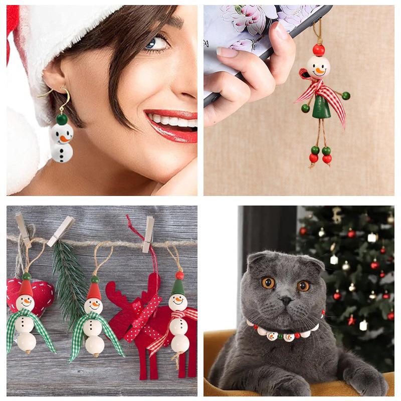 白色系雪人系列串繩（木製手工串珠）套裝組  190顆串珠+麻繩組合 聖誕串珠 雪人串珠 聖誕手作 聖誕勞作-細節圖4