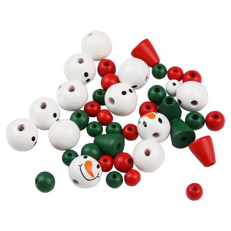 白色系雪人系列串繩（木製手工串珠）套裝組  190顆串珠+麻繩組合 聖誕串珠 雪人串珠 聖誕手作 聖誕勞作-細節圖6
