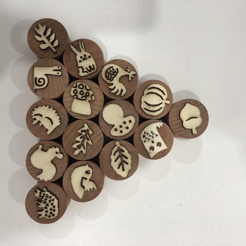 瑞吉歐系列 自然木製印章組 ❤️植物+動物組15個印章素材 天然素材 自然素材 木制印章 觸感印章 木頭印章 啟蒙素材-細節圖2