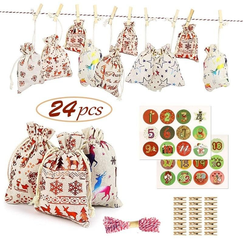 聖誕倒數禮物袋24入 聖誕倒數 聖誕袋 聖誕節 禮物袋 聖誕禮物袋 交換禮物 驚喜袋-細節圖2