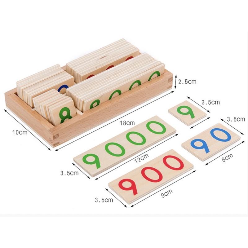 蒙特梭利教具  木製1-9000數字卡片 數數片 數字啟蒙 蒙氏蒙臺梭利1-9000數字大卡片木質數學教具-細節圖4