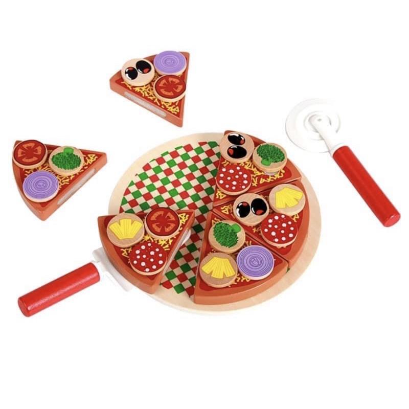 木制仿真披薩、披薩玩具，甜點教具、切切樂玩具，披薩桌遊-細節圖4