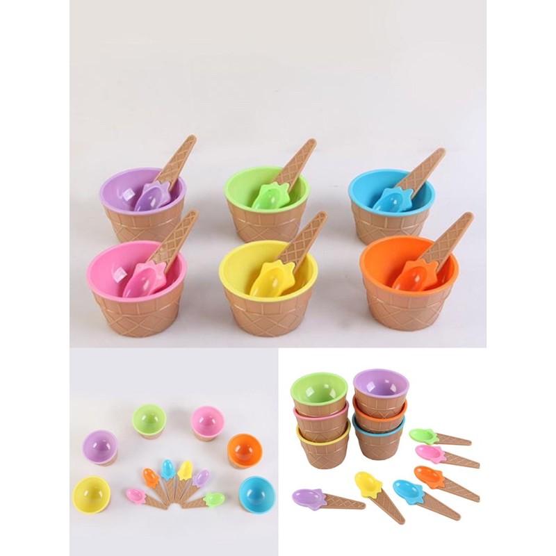 冰淇淋碗湯匙組六色ㄧ組 甜點教具 甜點碗 冰淇淋碗 顏色配對 史萊姆配件 史萊姆碗 玩具碗 甜點教材 甜點碗 冰淇淋-細節圖3