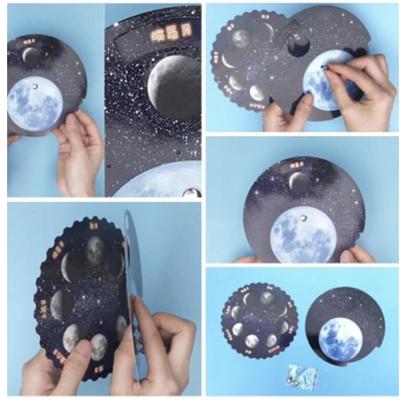 月亮週期轉卡(月亮) 月亮教具 星球 星球 太空系列 星球轉動週期 月亮週期 星球勞作 月球勞作-細節圖3