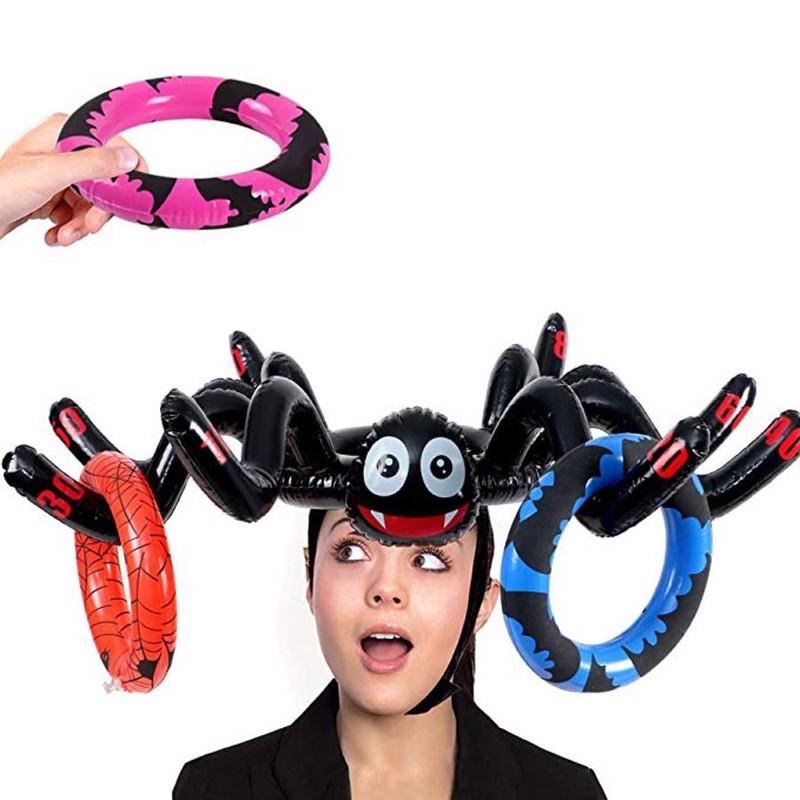 充氣大蜘蛛套圈 充氣蜘蛛拋圈萬聖節玩具 萬聖節教具 蝙蝠頭套 蝙蝠套圈 萬聖節套圈 萬聖節活動玩具-細節圖2
