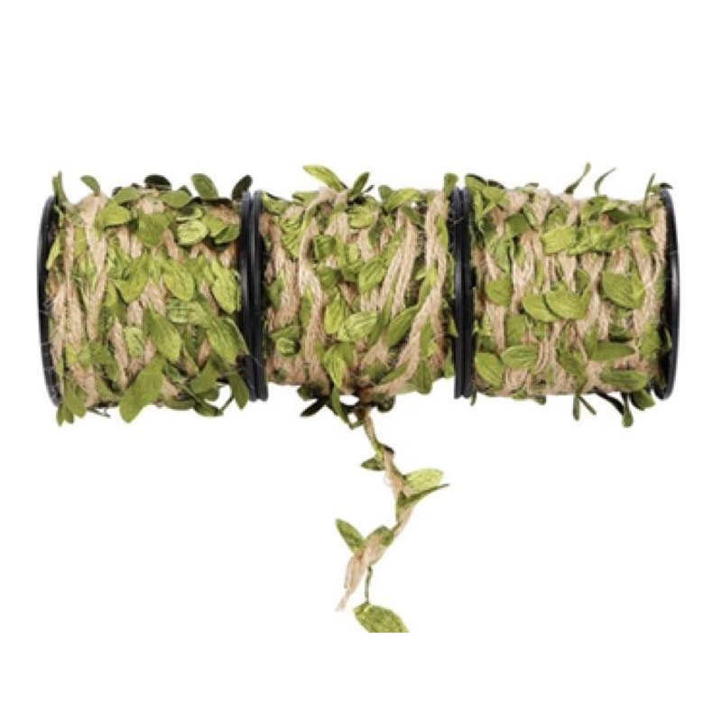 樹葉編織藤條  綠色葉片DIY背景裝飾藤條 花束包裝繩  綠葉 綠麻繩-細節圖2