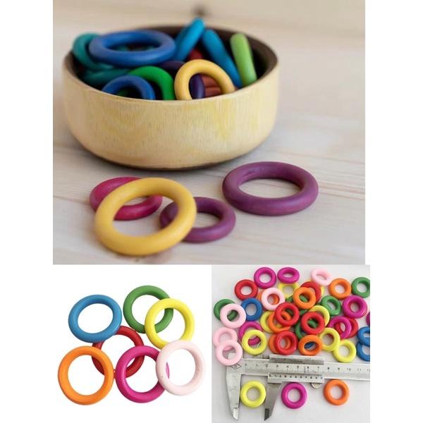 感官系列 開放性材料 木環30個 木環 彩虹環 木制木環 建構區 建構小物 開放性教材 建構玩具 感官材料包-細節圖3