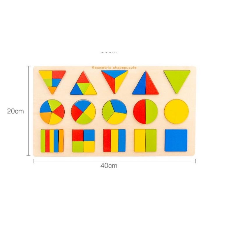 形狀 顏色 木製 幾何等分嵌板木製拼圖 形狀分解拼圖-細節圖4