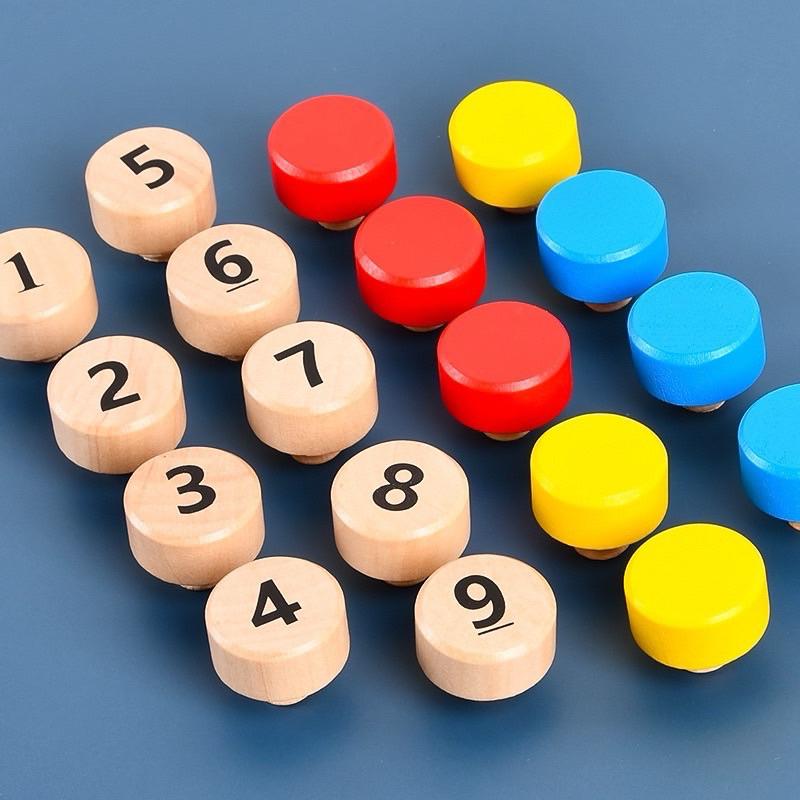 顏色配對 數字配對 早教啟蒙木質螺母配對 數字認知益智互動玩具-細節圖2