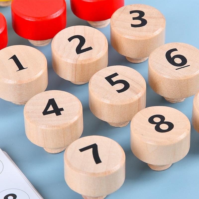 顏色配對 數字配對 早教啟蒙木質螺母配對 數字認知益智互動玩具-細節圖3