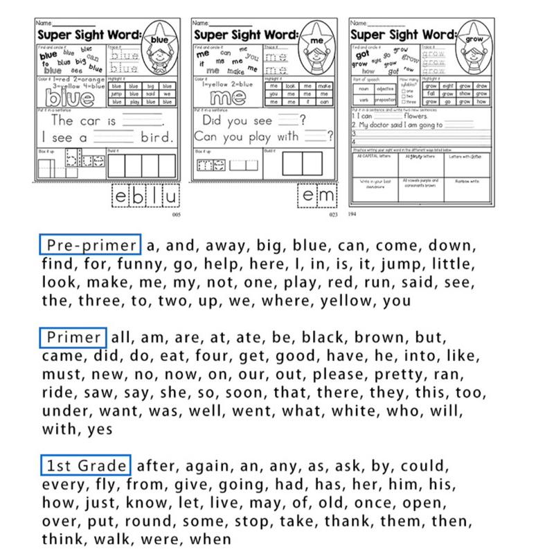 sight words高頻詞220 英語練習冊塗色習題紙趣味學習1-5級合訂本 英文本-細節圖6