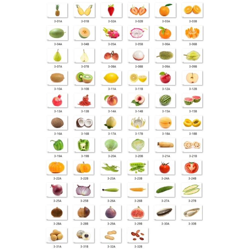 語言發育遲緩 語言訓練教學 水果教具 配對卡 認識水果 認識蔬菜 蔬菜的教學 水果配對-細節圖2