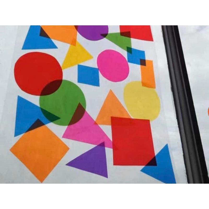 透光片材料包 彩色玻璃紙塑料片95片混合形狀出貨 三色原理 彩色透光片 透光片 玻璃紙 pvc透光片 多形狀透光片-細節圖3