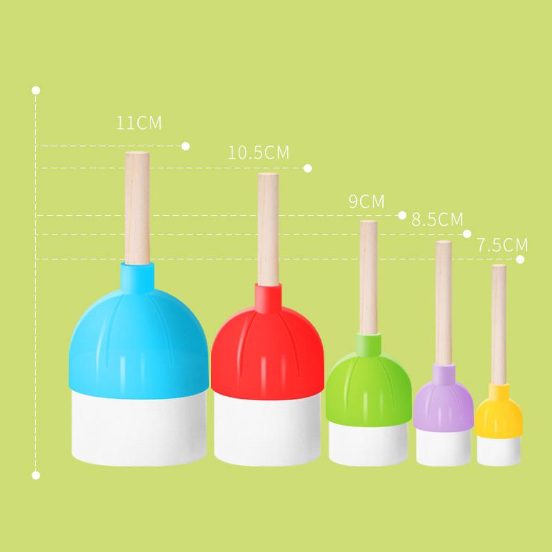 圓形海綿畫刷 （5入組畫刷）圓形海綿印章組 圓形款印章 圓型海面印章-細節圖2