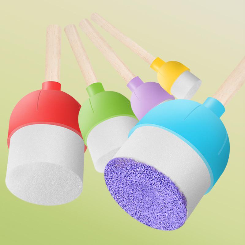 圓形海綿畫刷 （5入組畫刷）圓形海綿印章組 圓形款印章 圓型海面印章-細節圖3