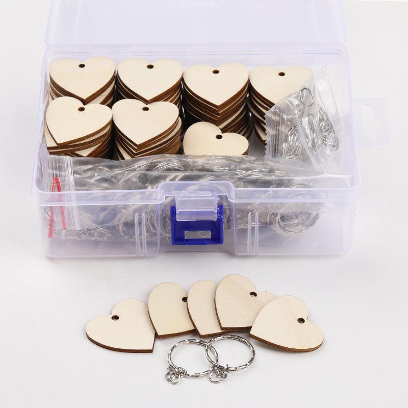 實木鑰匙圈  鑰匙圈材料包  吊飾一盒45片實木+45個金屬環  鑰匙圈 可彩繪鑰匙圈 鑰匙圈 木製鑰匙圈-細節圖6