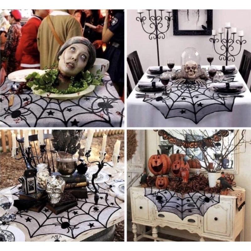 萬聖節佈置 蜘蛛桌巾 萬聖節佈置 蕾絲桌巾 蕾絲桌巾 桌巾 萬聖節桌巾 生日派對桌巾 蕾絲可愛桌巾-細節圖3