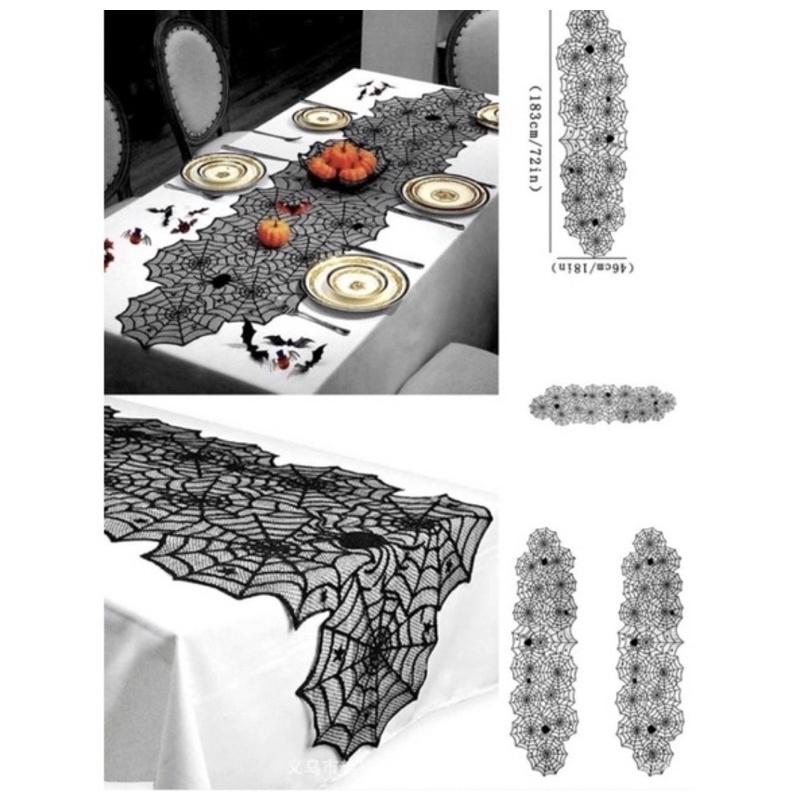 萬聖節佈置 蜘蛛桌巾 萬聖節佈置 蕾絲桌巾 蕾絲桌巾 桌巾 萬聖節桌巾 生日派對桌巾 蕾絲可愛桌巾-細節圖5