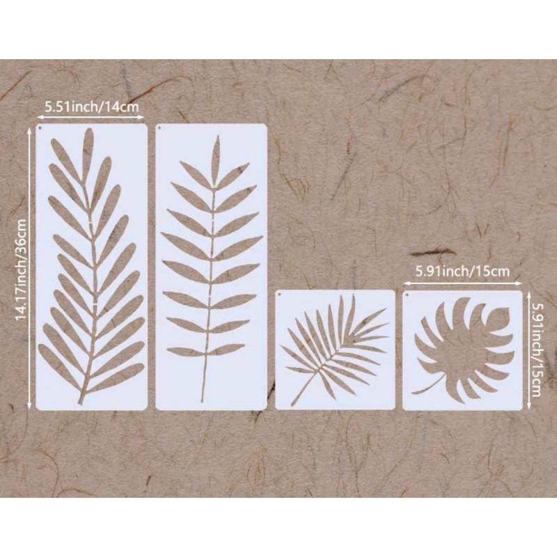 熱帶森林植物樹葉鏤空12片模板 噴繪 塗鴉畫畫模板  （植物+葉片）植物模板 葉子模板 雨林系列模板 葉子模板 葉片素材-細節圖3