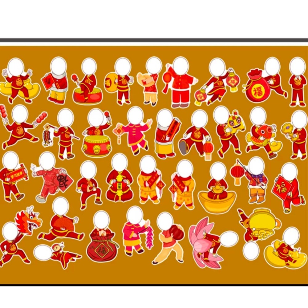 春節大頭貼 新年大頭貼團員貼紙 年夜飯貼紙  大頭貼貼紙  過年貼紙    🌈新年大頭貼造型貼紙🌈-細節圖4