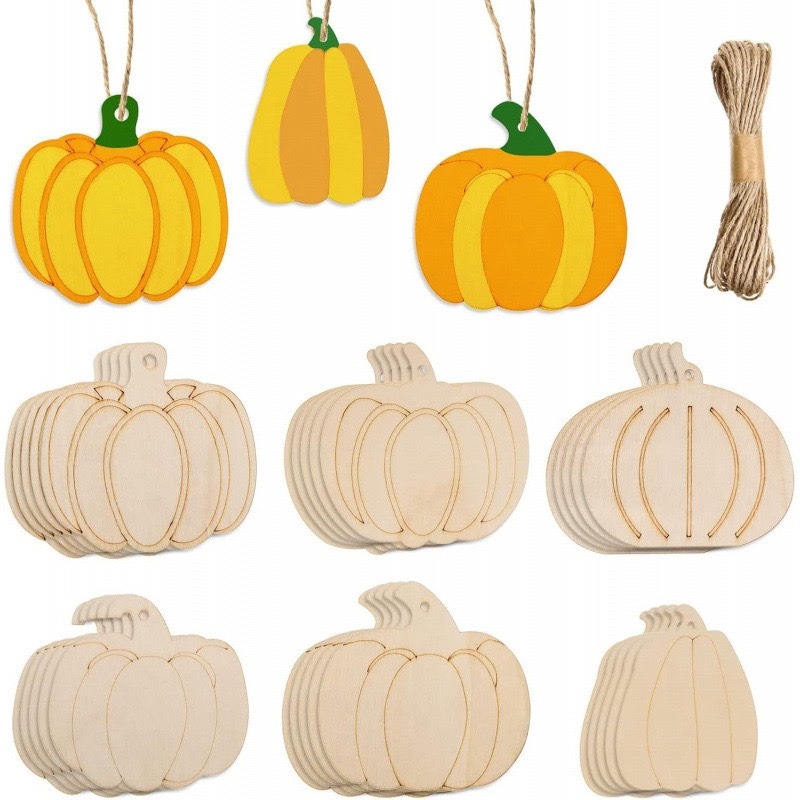 南瓜吊飾、DIY木片、萬聖節裝飾、秋季佈置、感恩節手作、彩繪木片、木質掛飾、親子手作、手工藝材料、萬聖派對用品-細節圖3