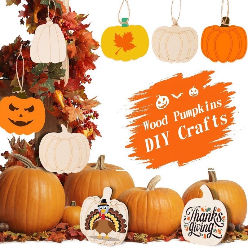 南瓜吊飾、DIY木片、萬聖節裝飾、秋季佈置、感恩節手作、彩繪木片、木質掛飾、親子手作、手工藝材料、萬聖派對用品-細節圖5