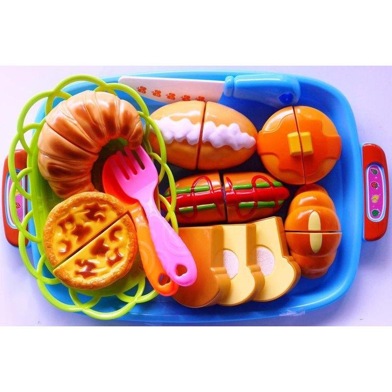 大餐盤下午茶切切樂.家家酒(蛋糕.蛋塔.可樂.麵包.漢堡.薯條.叉子.湯匙 水果蔬菜)特價-細節圖2