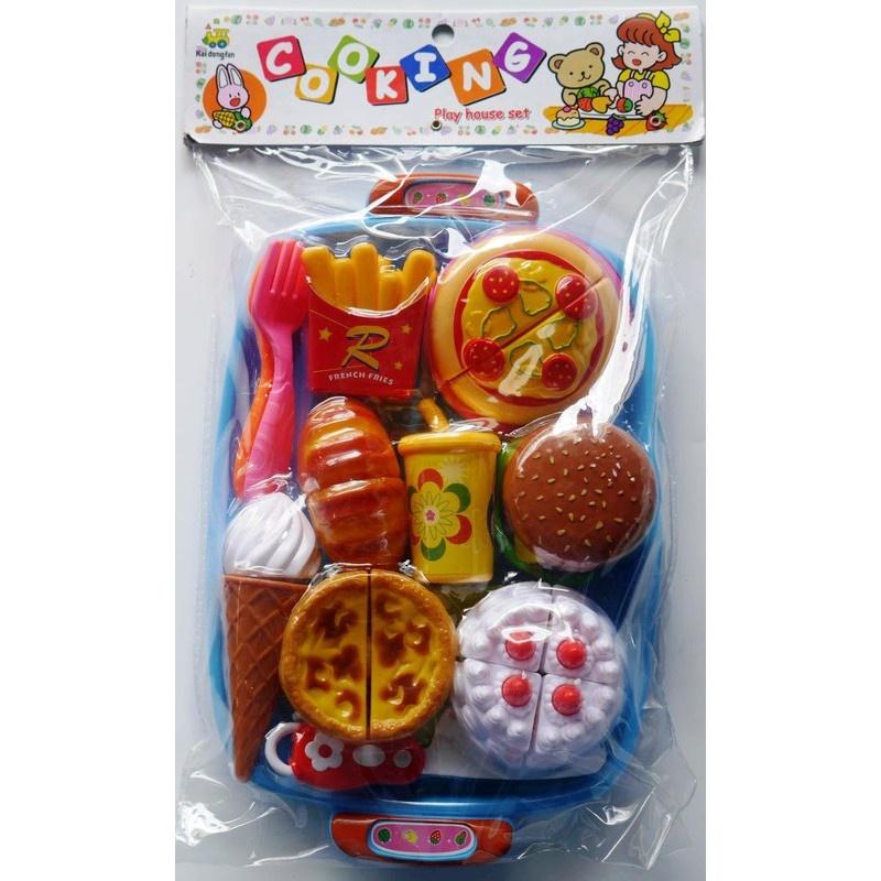 大餐盤下午茶切切樂.家家酒(蛋糕.蛋塔.可樂.麵包.漢堡.薯條.叉子.湯匙 水果蔬菜)特價-細節圖5