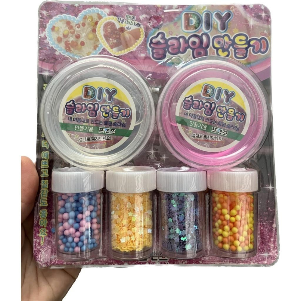 DIY韓版2入史萊姆+4入亮片珠珠組-細節圖6