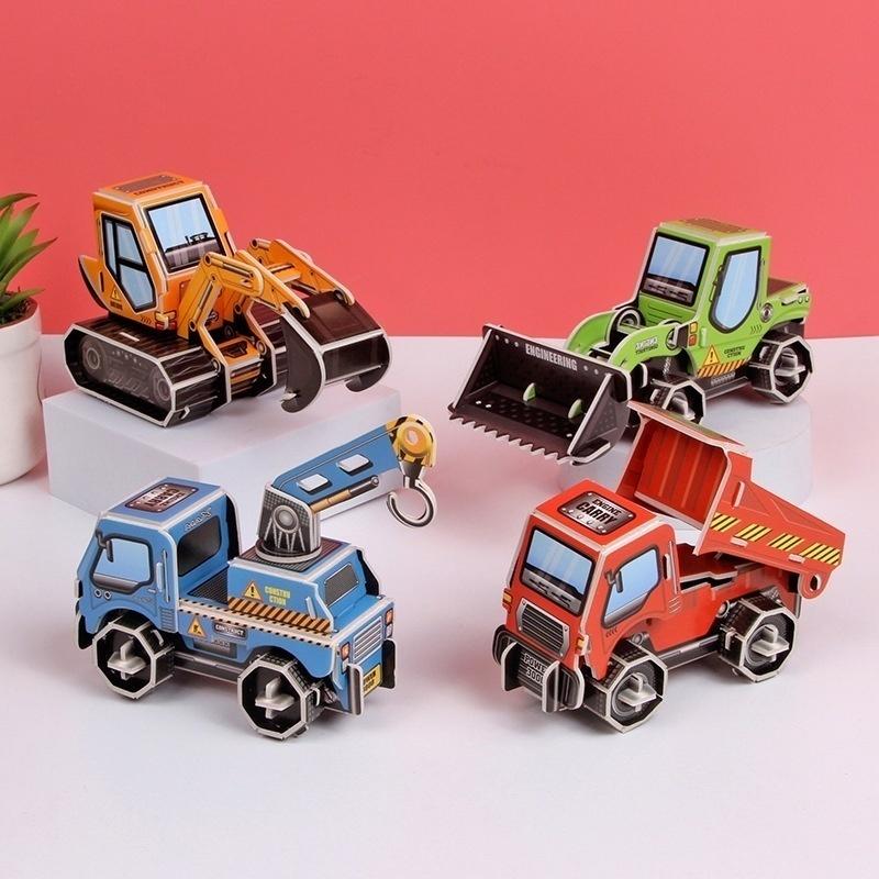 3D立體珍珠板.厚紙板拼拼圖裝.工程車.賽車.飛機.房子.吊車.火車-細節圖4