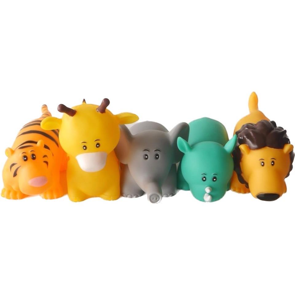 7吋大號森林動物獅子/大象/老虎/犀牛/長頸鹿啾啾洗澡軟膠動物-細節圖2