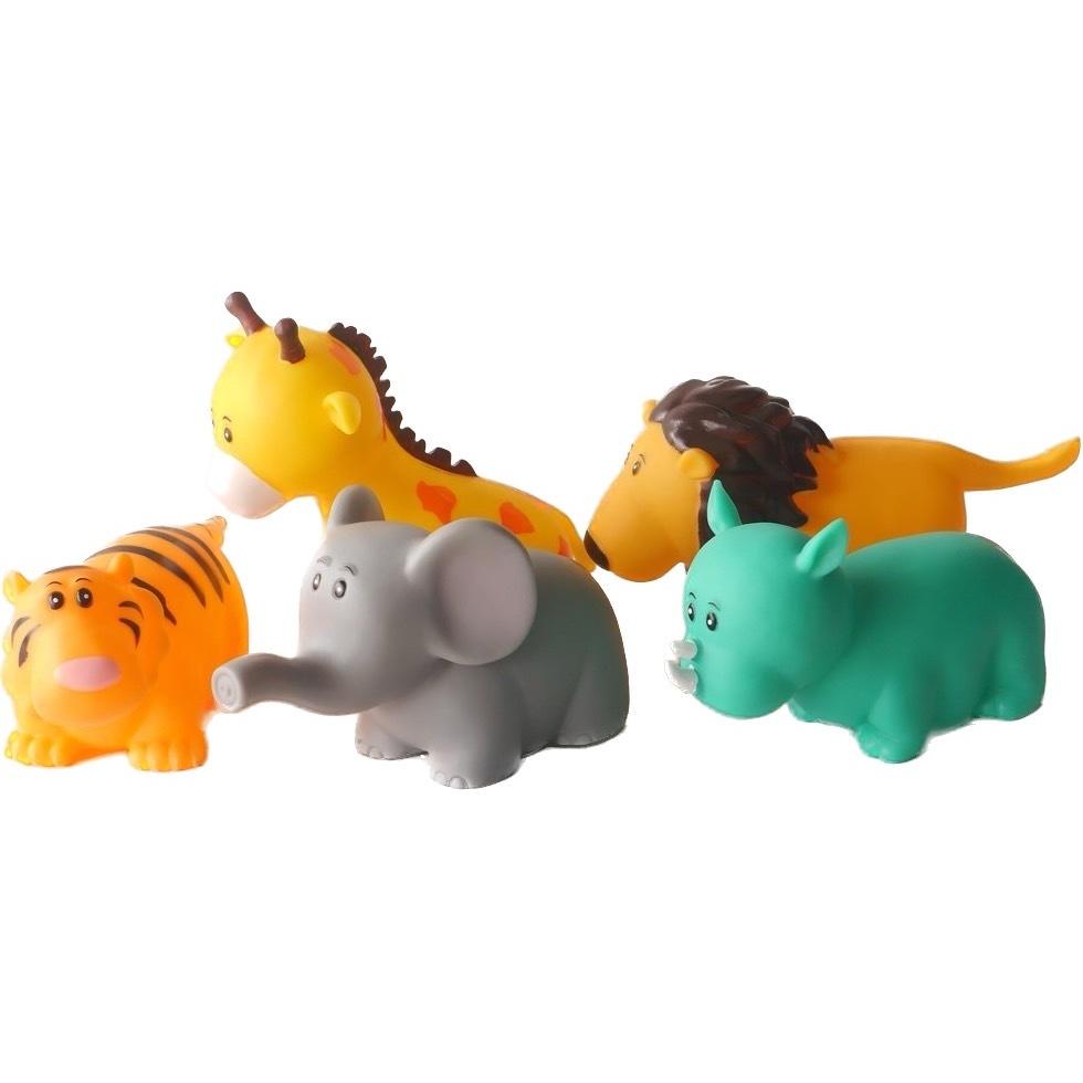 7吋大號森林動物獅子/大象/老虎/犀牛/長頸鹿啾啾洗澡軟膠動物-細節圖4