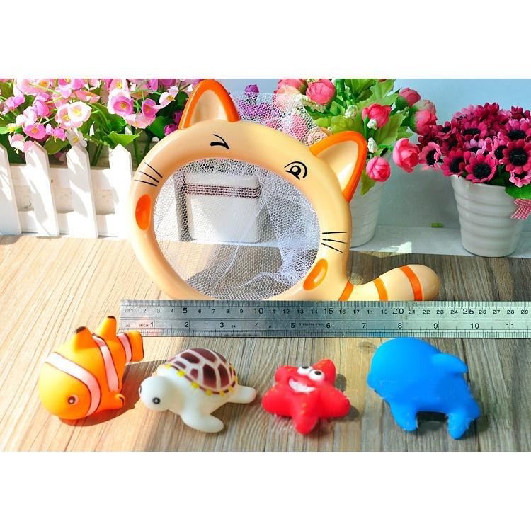 貓咪撈魚網/約魚+洗澡玩熱帶魚海星.海豚.鯊魚.海烏龜6件組 (ST安全玩具)-細節圖4