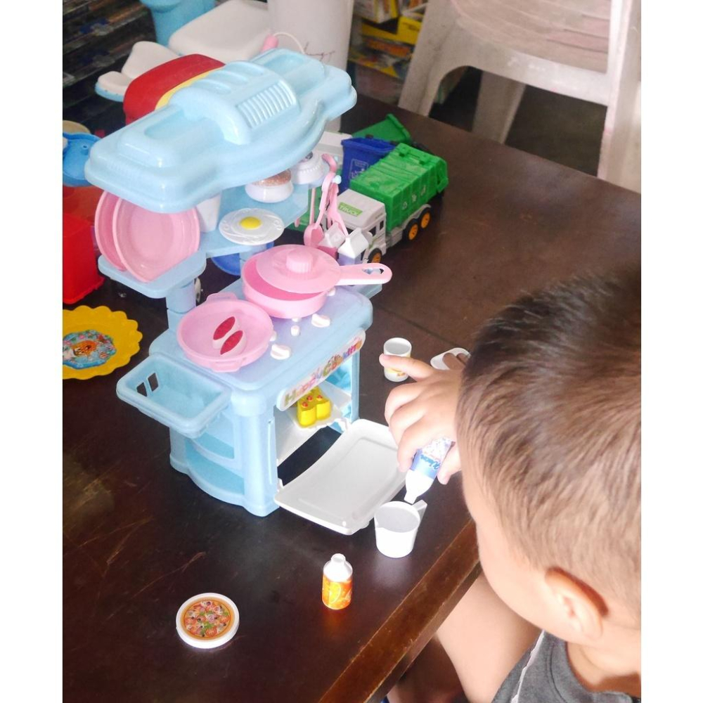 38pcDIY組裝亮燈迷你廚房廚具小餐台家家酒玩具~高30*寬20cm-細節圖5