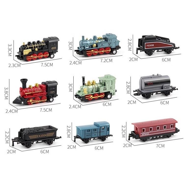 ☆玩具先生☆1:64復古合金迴力6入仿真蒸汽火車.列車組 《1/64蒸汽火車比例》(ST安全玩具)-細節圖2