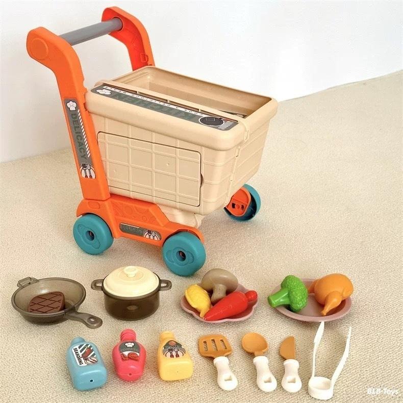 ☆玩具先生☆2合1高品質廚房家家酒+購物車遊戲組-細節圖7