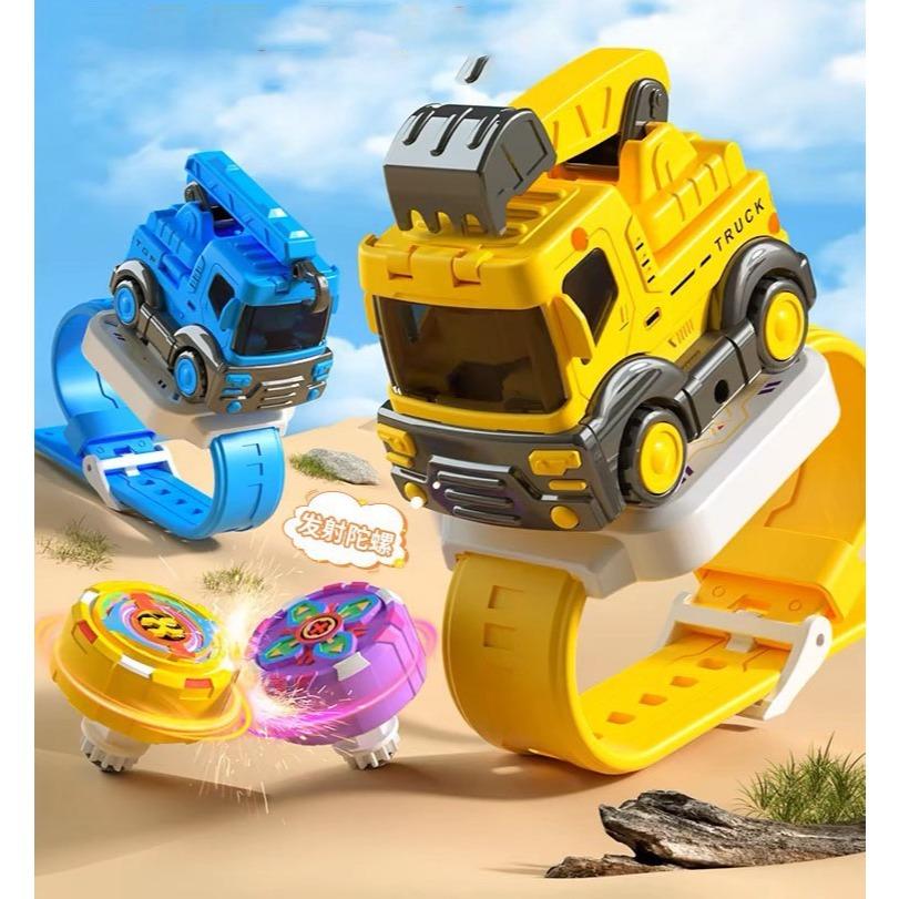 ☆玩具先生☆2合1射彈陀螺工程車+對戰戰鬥陀螺手錶-細節圖2