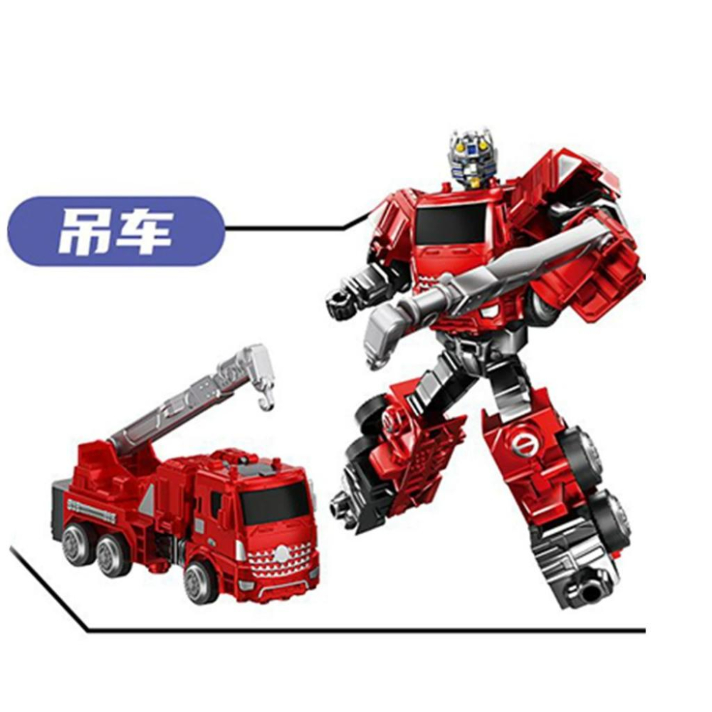 ☆玩具先生☆5合1消防悍將~吊車.水車.消防車.挖土機.吊車.摩托車.機車機器人-細節圖4