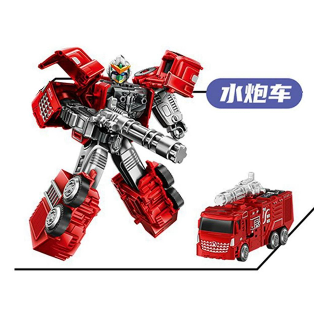 ☆玩具先生☆5合1消防悍將~吊車.水車.消防車.挖土機.吊車.摩托車.機車機器人-細節圖6