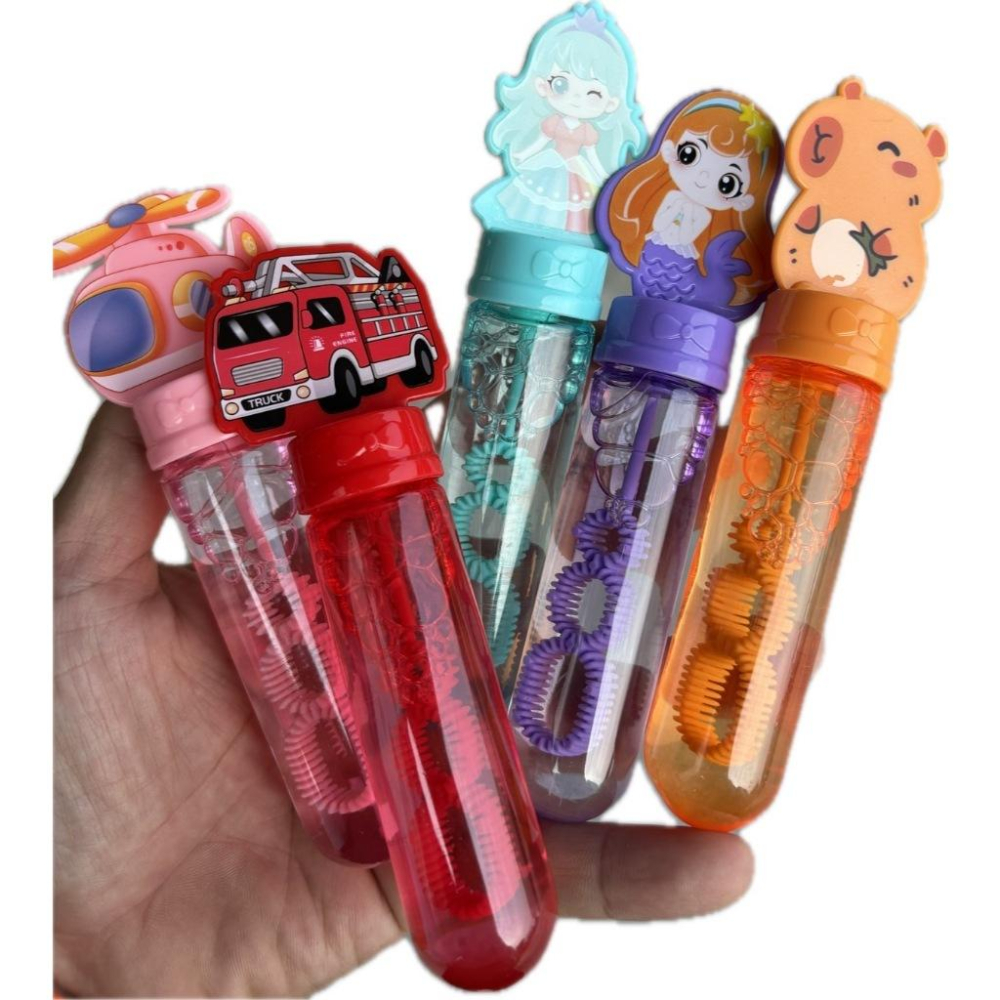 ☆玩具先生☆超Q版卡通 泡泡棒 /一支入 美人魚 工程車 公主 直昇機 卡皮巴拉 河豚 造型泡泡棒 吹泡泡玩具-細節圖8