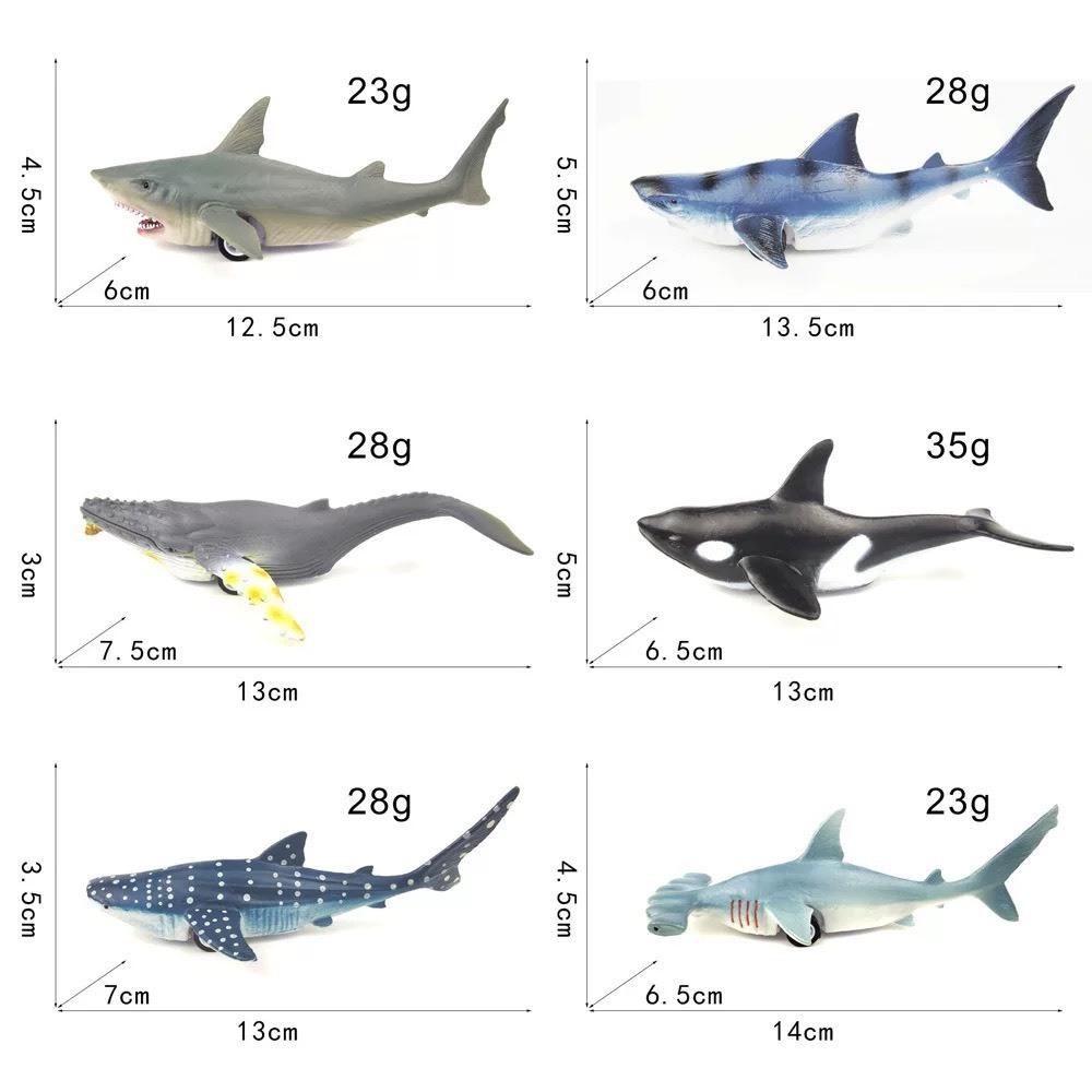 ☆玩具先生☆6入仿真海洋.海生動物虎鯨.白鯨.鯊魚.黑鯨軟膠迴力車-細節圖3