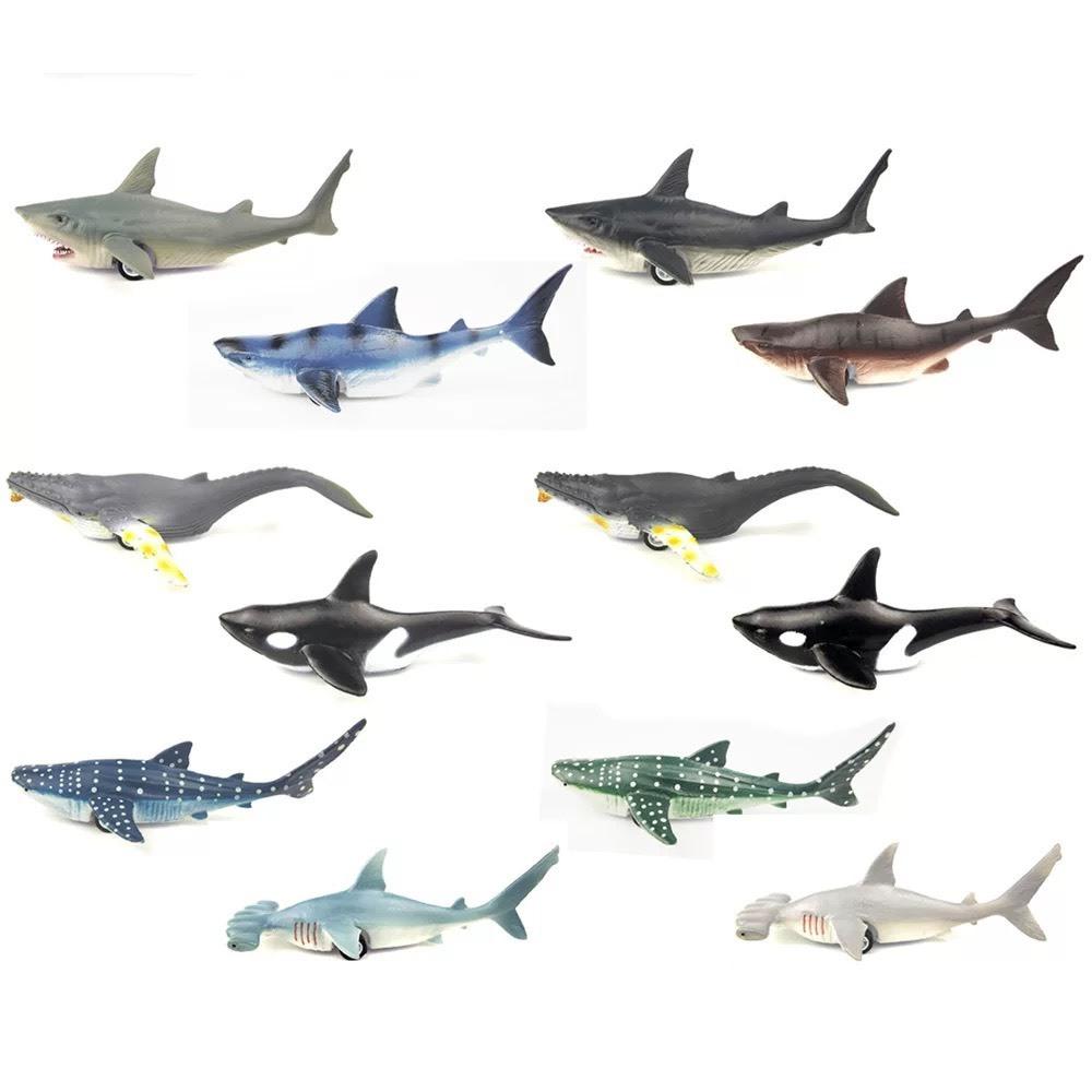 ☆玩具先生☆6入仿真海洋.海生動物虎鯨.白鯨.鯊魚.黑鯨軟膠迴力車-細節圖5