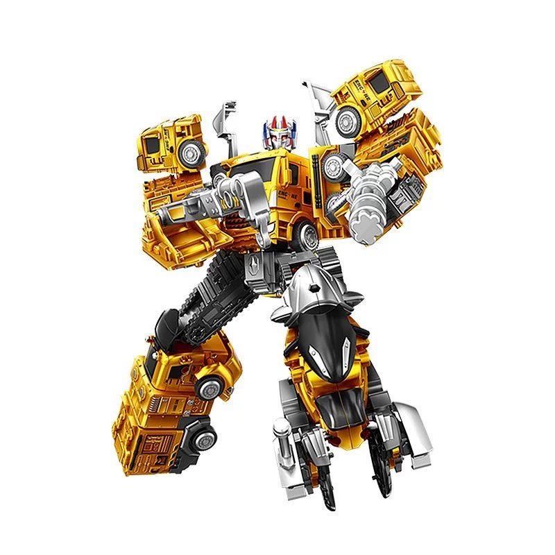 ☆玩具先生☆5合1工程霸者~吊車.水車.消防車.挖土機.吊車.摩托車.機車機器人-細節圖5