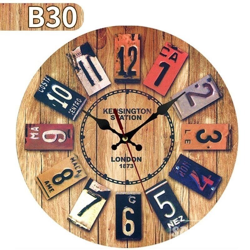 壁鐘⏰歐式復古靜音壁鐘30cm 歐式掛鐘客廳鐘錶 SG317 靜音木質掛鐘錶 時尚現代石英壁鐘 復古鐘 掛鐘 時鐘BA-細節圖2